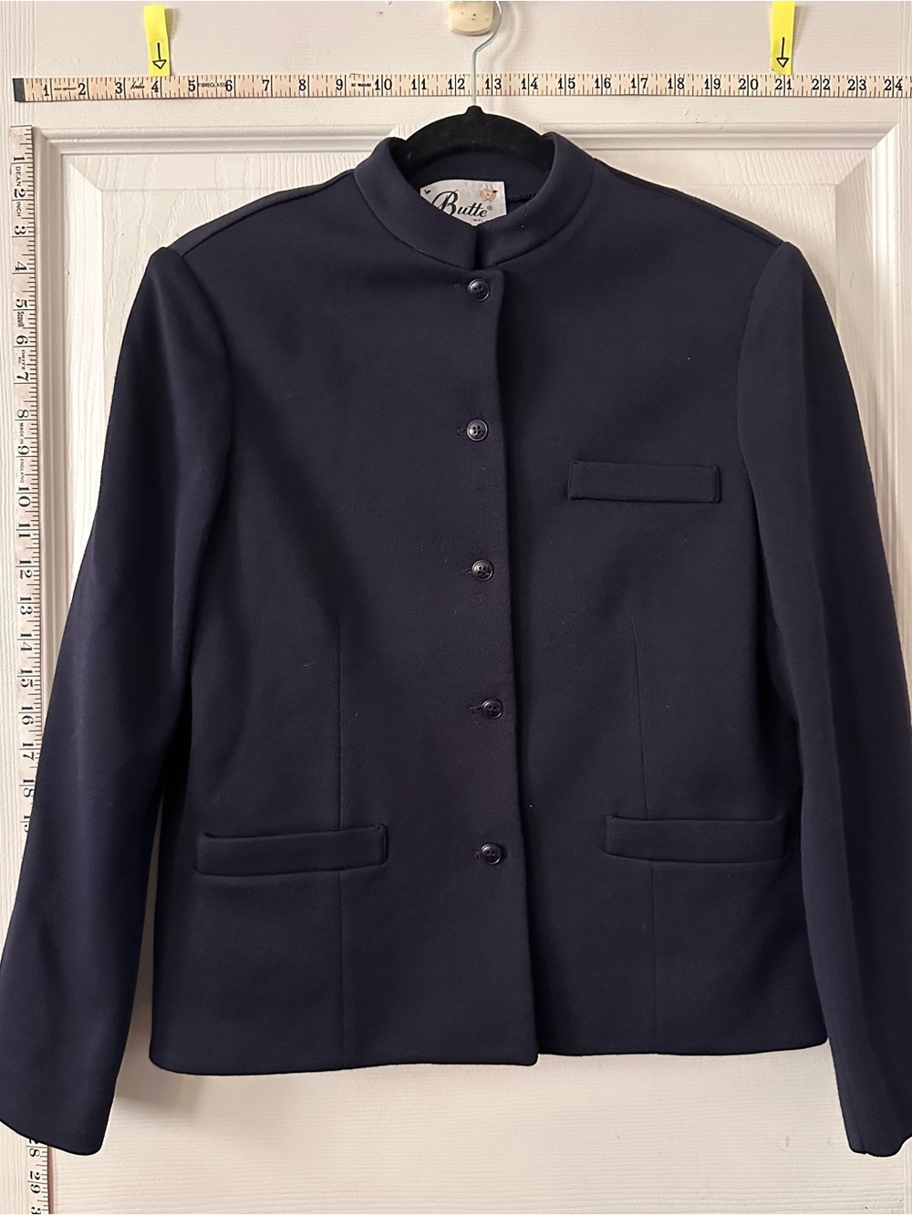Butter Navy Stand-Collar Blazer Jacket